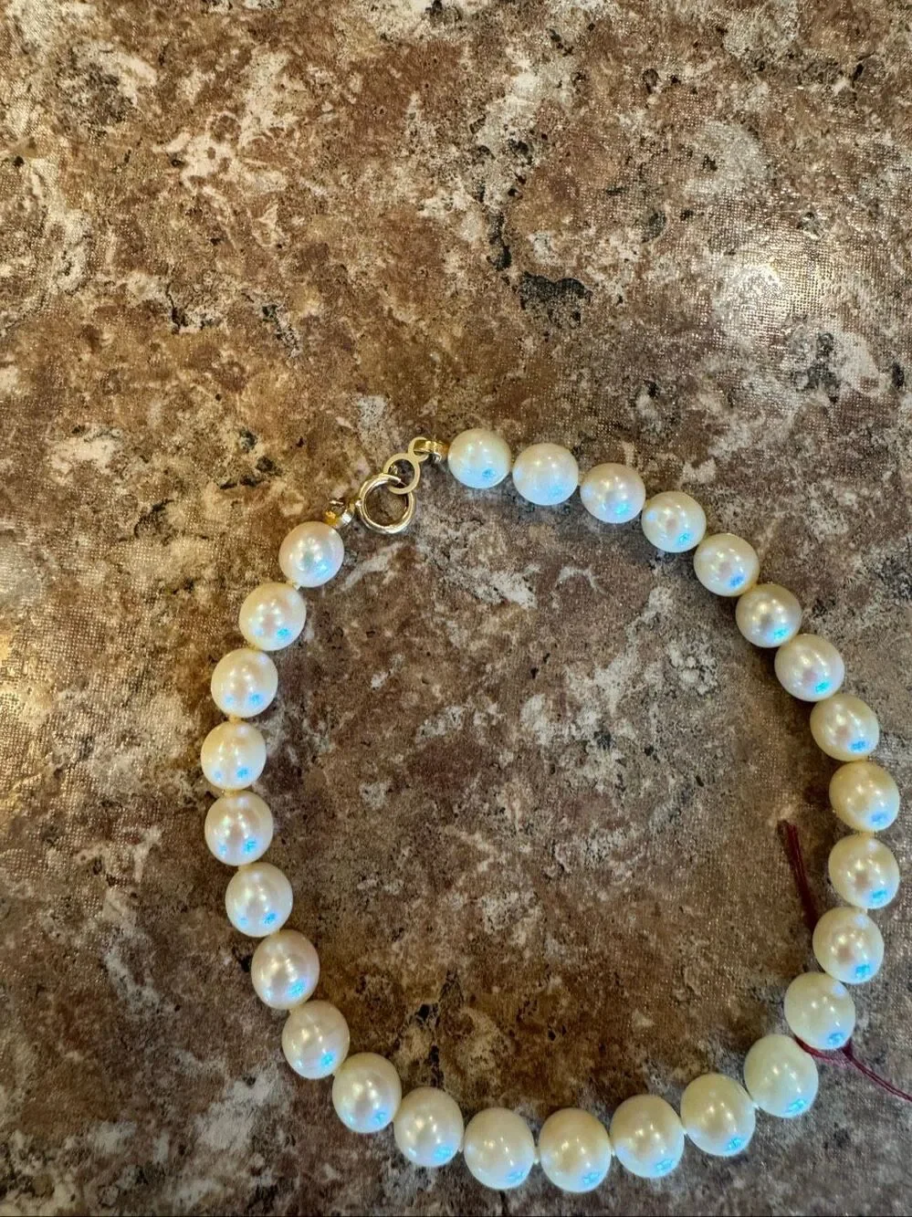 Vintage Pearl Beaded Bracelet Cream Round Pearls Gold Tone Clasp 6.5”